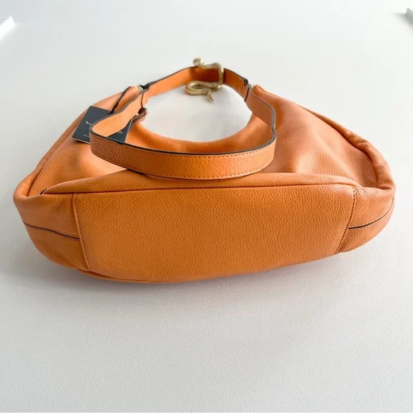 Lodis NWT $158 Daria Pumpkin Orange Authentic Pebbled Leather Crescent Hobo Bag - Picture 5 of 9